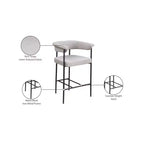 Meridian Furniture, Taburete de mostrador Malin de tela texturizada de lino color topo, juego de 2