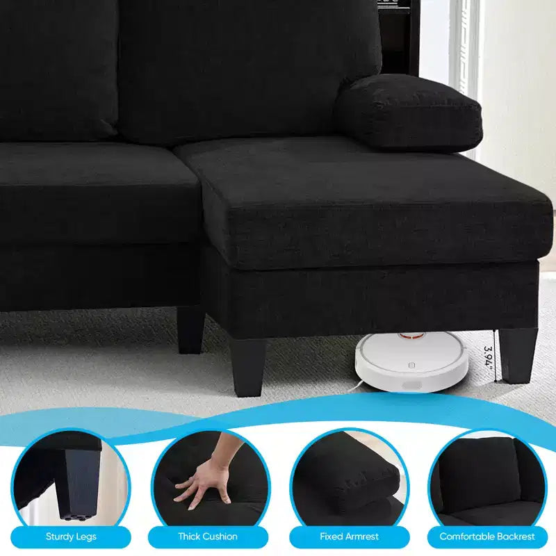 Sofá Seccional Mjkone 110 en Forma de U, Sofá Grande de 4 Plazas Tapizado en Chenilla con Doble Chaise Longue y Reposabrazos Reclinables