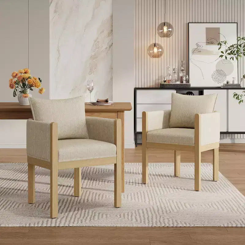 Christopher Knight Home Diana - Sillones modernos de lino tapizados con madera de caucho (juego de 2)