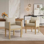 Christopher Knight Home Diana - Sillones modernos de lino tapizados con madera de caucho (juego de 2)