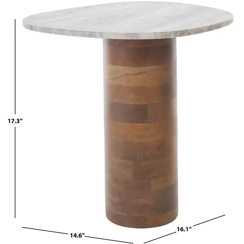Mesa auxiliar Mono Small Marble - ACC2908A - Mármol blanquecino/Nogal - Safavieh