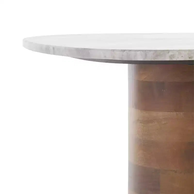 Mesa auxiliar Mono Small Marble - ACC2908A - Mármol blanquecino/Nogal - Safavieh