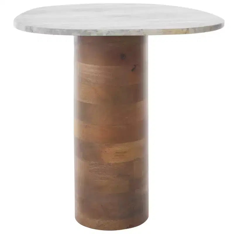 Mesa auxiliar Mono Small Marble - ACC2908A - Mármol blanquecino/Nogal - Safavieh