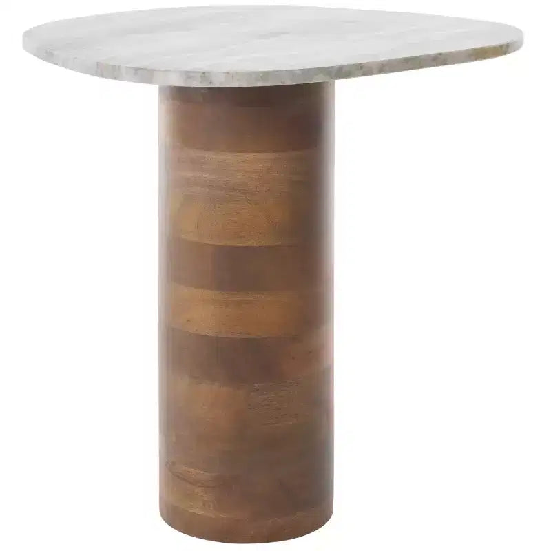 Mesa auxiliar Mono Small Marble - ACC2908A - Mármol blanquecino/Nogal - Safavieh