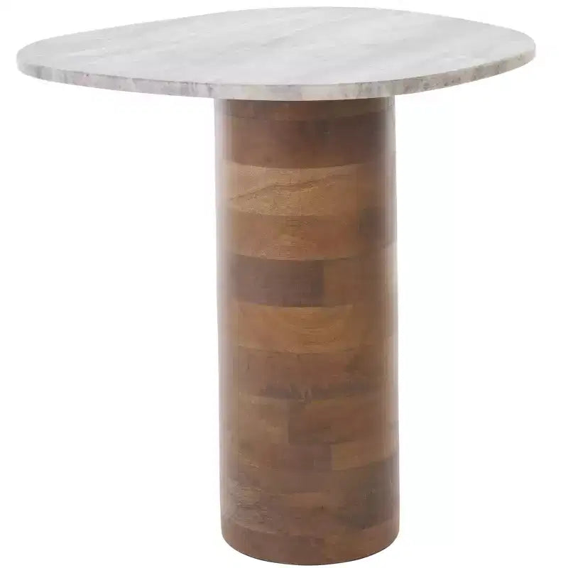 Mesa auxiliar Mono Small Marble - ACC2908A - Mármol blanquecino/Nogal - Safavieh