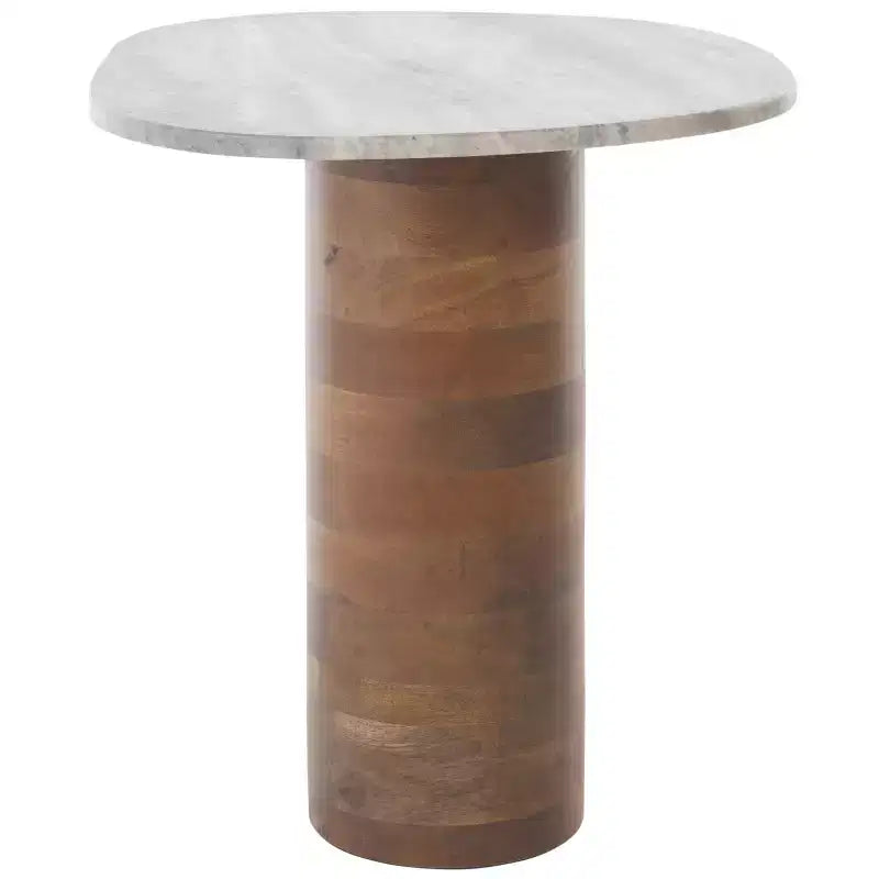 Mesa auxiliar Mono Small Marble - ACC2908A - Mármol blanquecino/Nogal - Safavieh