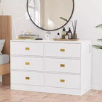 Cómoda de dormitorio con 6 cajones, cómoda cambiador, almohadilla suave y tapa extraíble, cómoda para bebé con tapa cambiador para guardería, blanca