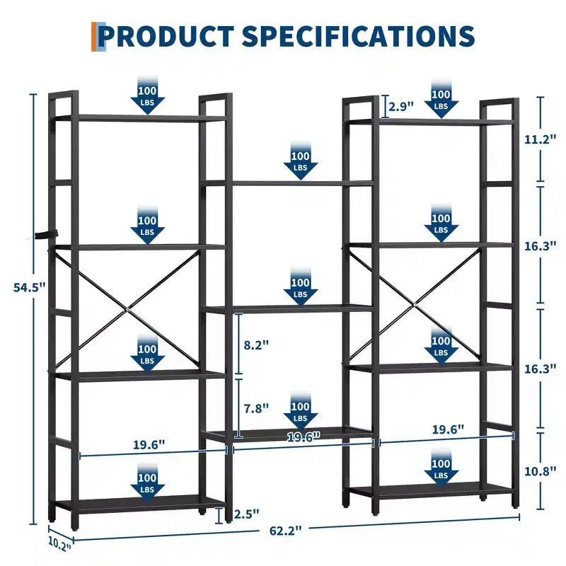 Estantería de 4 niveles GustoWave, estantería triple ancha industrial, estantería de acero de 157 x 137 x 25 cm, estanterías de almacenamiento y exposición