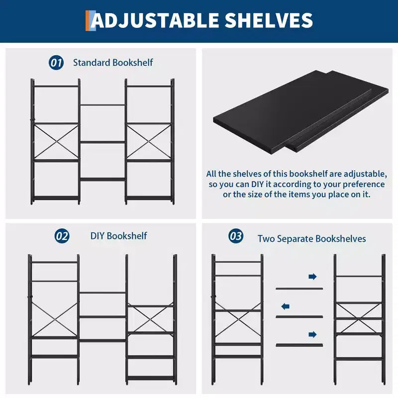 Estantería de 4 niveles GustoWave, estantería triple ancha industrial, estantería de acero de 157 x 137 x 25 cm, estanterías de almacenamiento y exposición