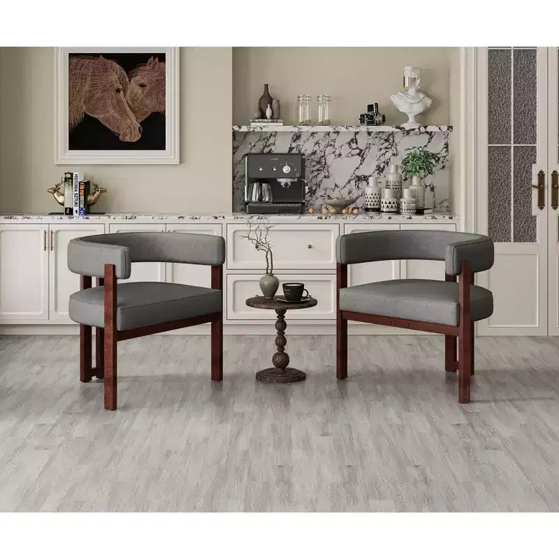 MAYEERTY Mesa de Bar Cuadrada Minimalista de 31.5 pulgadas, con Cubierta de MDF Grano de Madera Oscura, Pedestal Robusto y Reposapiés Metálico, Mesa de Pub Compacta para 2-4 Personas
