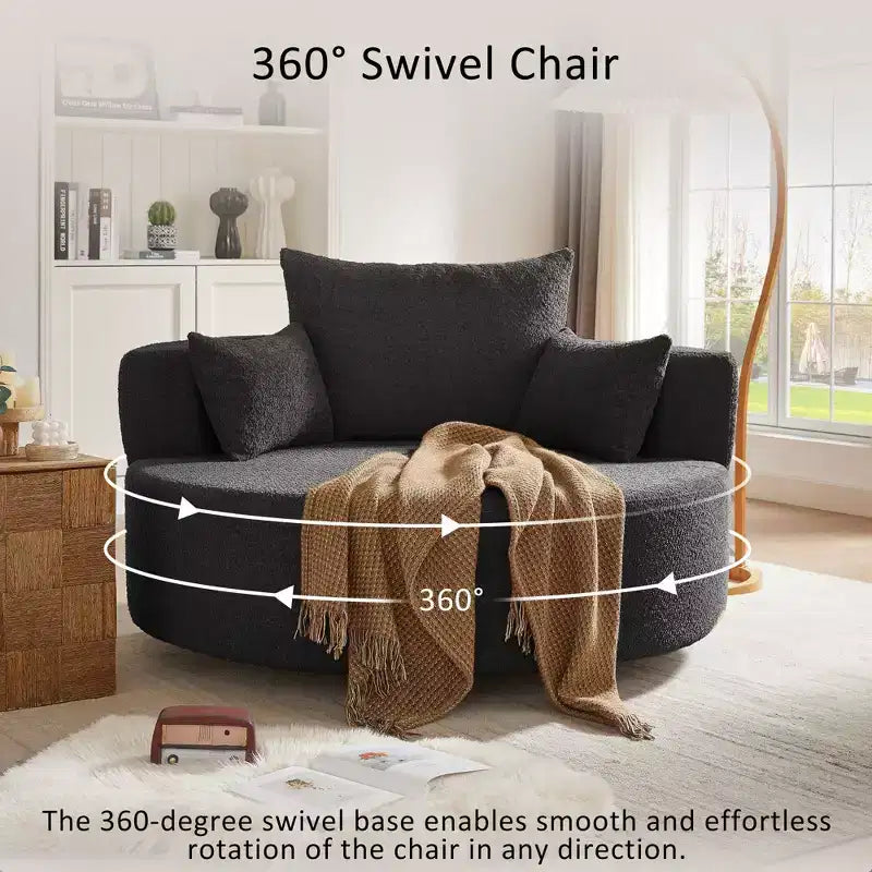 Sillón decorativo giratorio 360°, sillón de barril giratorio redondo con 3 almohadas extraíbles para sala de estar, dormitorio, oficina y hotel, verde