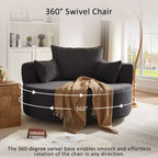 Sillón decorativo giratorio 360°, sillón de barril giratorio redondo con 3 almohadas extraíbles para sala de estar, dormitorio, oficina y hotel, verde