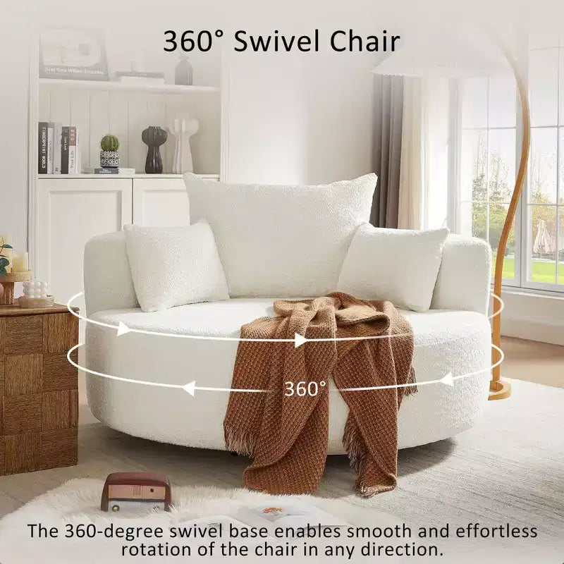 Sillón decorativo giratorio 360°, sillón de barril giratorio redondo con 3 almohadas extraíbles para sala de estar, dormitorio, oficina y hotel, verde