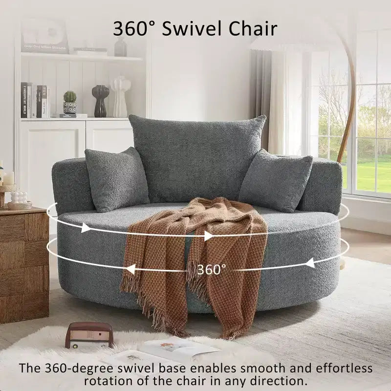 Sillón decorativo giratorio 360°, sillón de barril giratorio redondo con 3 almohadas extraíbles para sala de estar, dormitorio, oficina y hotel, verde