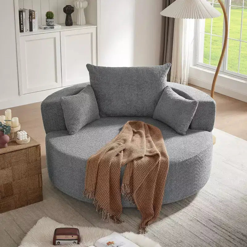 Sillón decorativo giratorio 360°, sillón de barril giratorio redondo con 3 almohadas extraíbles para sala de estar, dormitorio, oficina y hotel, verde
