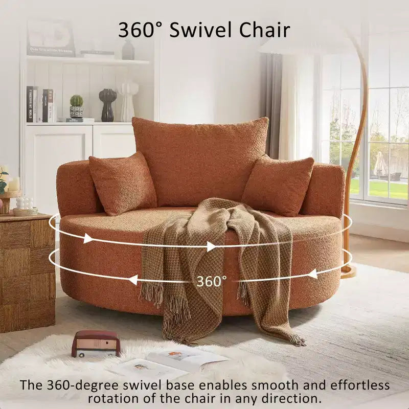 Sillón decorativo giratorio 360°, sillón de barril giratorio redondo con 3 almohadas extraíbles para sala de estar, dormitorio, oficina y hotel, verde