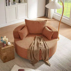 Sillón decorativo giratorio 360°, sillón de barril giratorio redondo con 3 almohadas extraíbles para sala de estar, dormitorio, oficina y hotel, verde