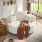 Sillón decorativo giratorio 360°, sillón de barril giratorio redondo con 3 almohadas extraíbles para sala de estar, dormitorio, oficina y hotel, verde