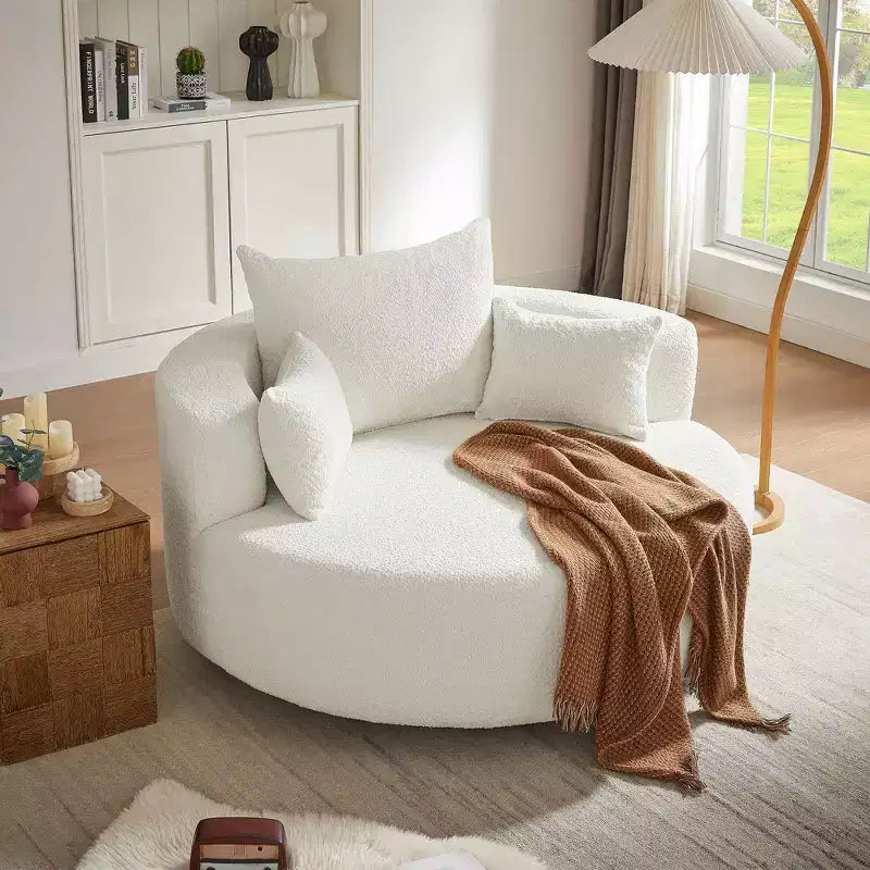 Sillón decorativo giratorio 360°, sillón de barril giratorio redondo con 3 almohadas extraíbles para sala de estar, dormitorio, oficina y hotel, verde