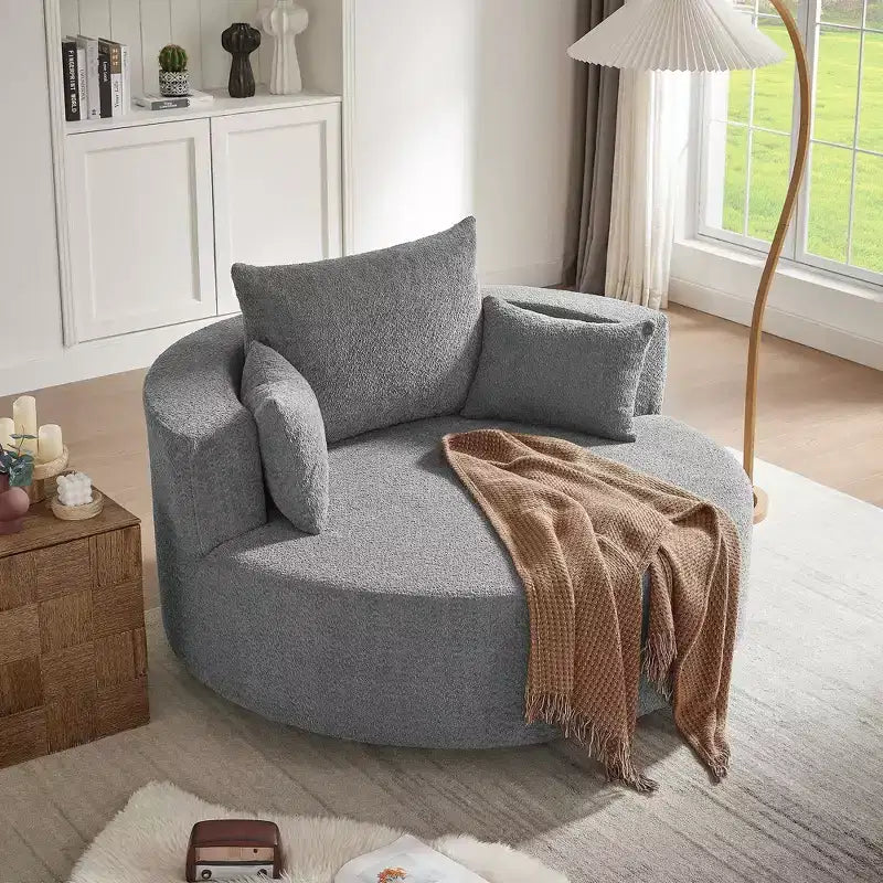 Sillón decorativo giratorio 360°, sillón de barril giratorio redondo con 3 almohadas extraíbles para sala de estar, dormitorio, oficina y hotel, verde