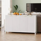 Aparador acanalado de 55" con almacenamiento, mesa de café de madera con estantes ajustables, mesa consola para entrada, aparador moderno para sala de estar