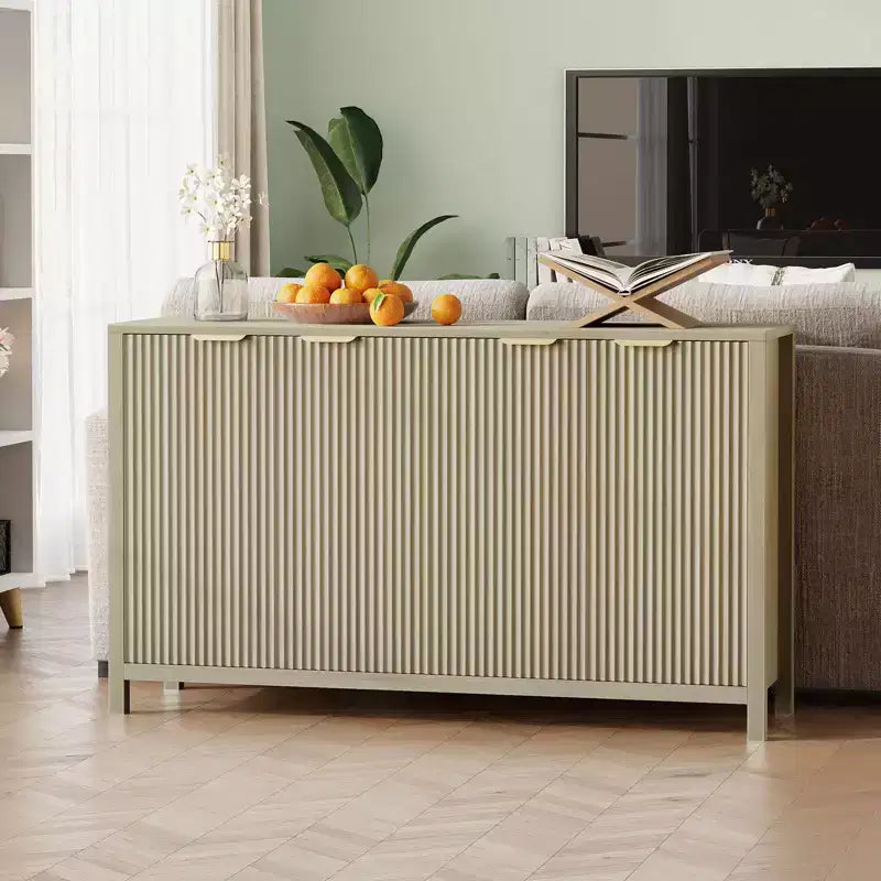 Aparador acanalado de 55" con almacenamiento, mesa de café de madera con estantes ajustables, mesa consola para entrada, aparador moderno para sala de estar