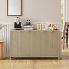 55 Fluted Buffet Cabinet with Storage, Wood Coffee Bar Table with Adjustable Shelves, Entryway Console Table, Modern Credenza for Living Room