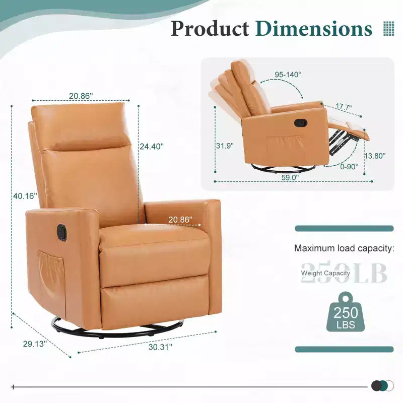 MAYEERTY Sillón decorativo - Sillón giratorio de chenilla 360 con cojín lumbar