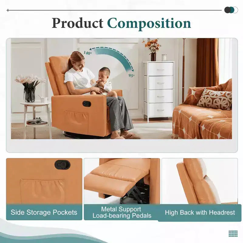 MAYEERTY Sillón decorativo - Sillón giratorio de chenilla 360 con cojín lumbar