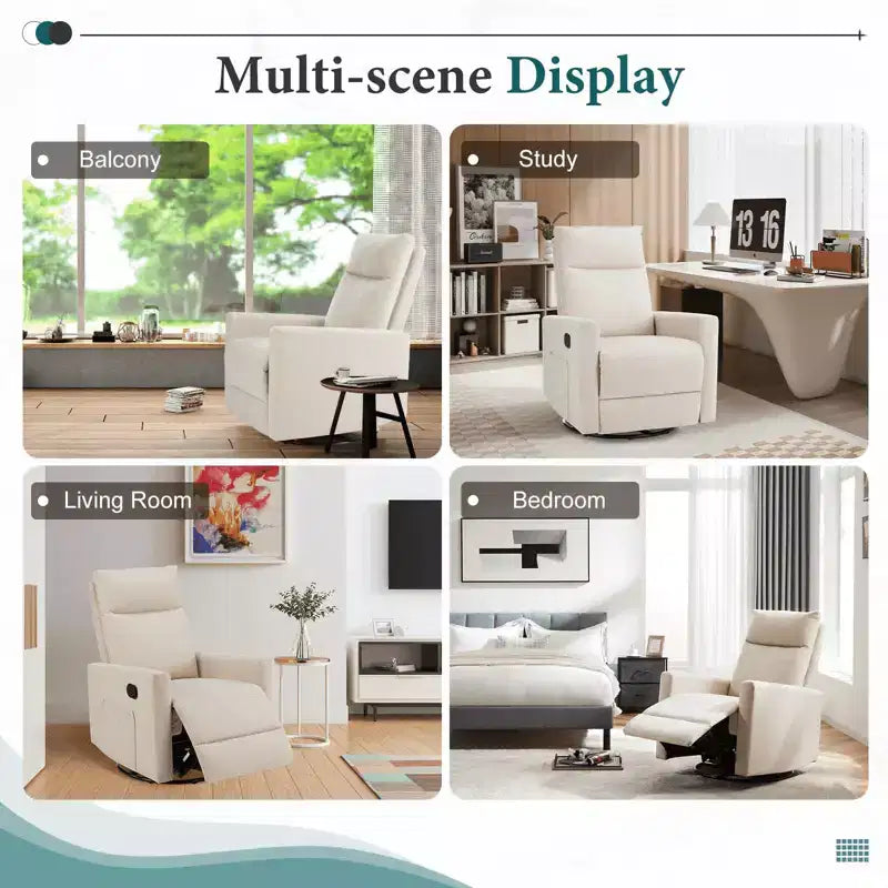 MAYEERTY Sillón decorativo - Sillón giratorio de chenilla 360 con cojín lumbar