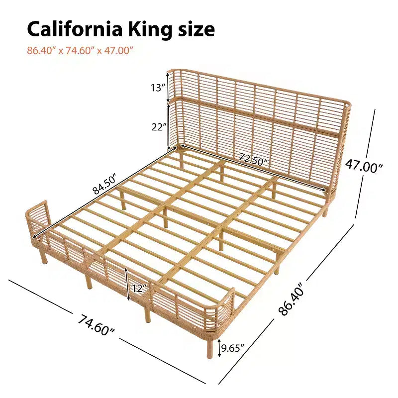 Cama Christopher Knight Home Shadow Coastal Grid de ratán PE con cabecera de ala