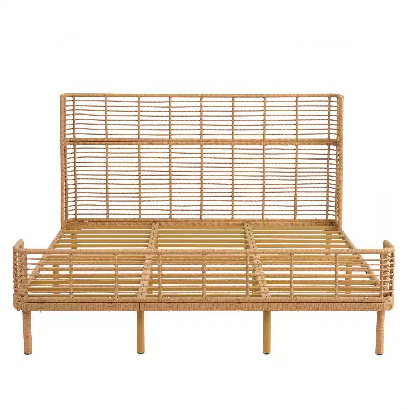Cama Christopher Knight Home Shadow Coastal Grid de ratán PE con cabecera de ala