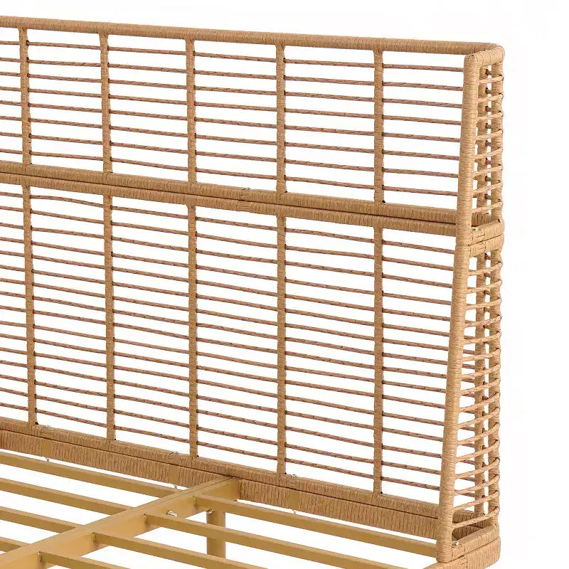 Cama Christopher Knight Home Shadow Coastal Grid de ratán PE con cabecera de ala