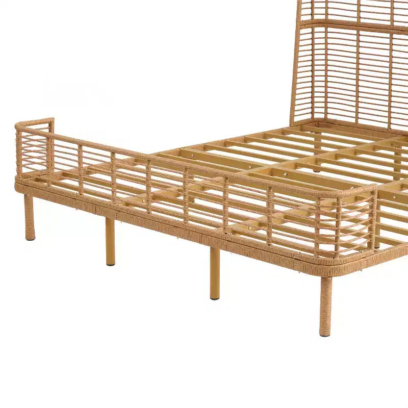 Cama Christopher Knight Home Shadow Coastal Grid de ratán PE con cabecera de ala