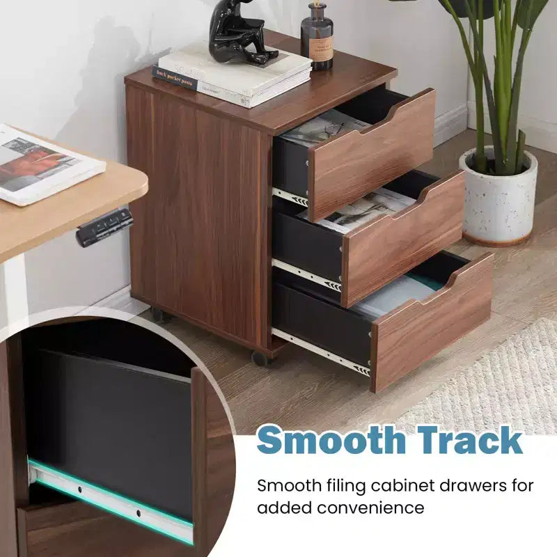 PexFix Gabinete de Archivo Vertical de 3 Cajones, Móvil de Madera con Ruedas para Debajo del Escritorio para Oficina en Casa