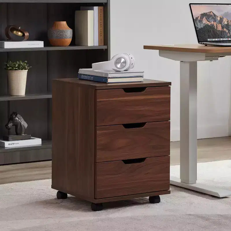 PexFix Gabinete de Archivo Vertical de 3 Cajones, Móvil de Madera con Ruedas para Debajo del Escritorio para Oficina en Casa