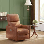 Sillón reclinable giratorio y balancín, tapizado en piel sintética, con soporte lumbar, respaldo alto, reclinación manual
