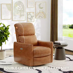 Sillón reclinable giratorio y balancín, tapizado en piel sintética, con soporte lumbar, respaldo alto, reclinación manual