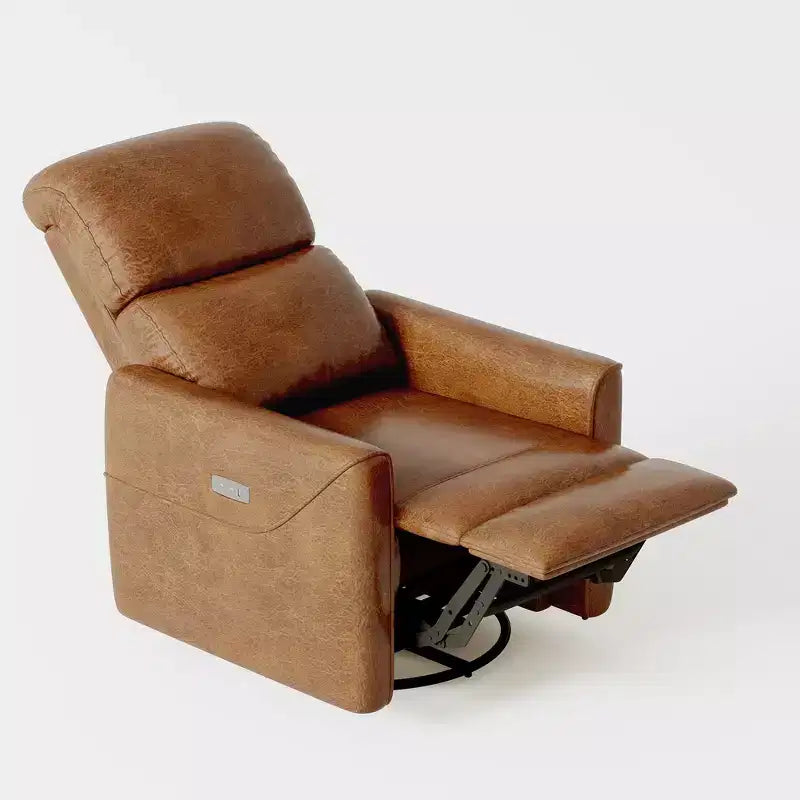 Sillón reclinable giratorio y balancín, tapizado en piel sintética, con soporte lumbar, respaldo alto, reclinación manual