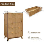 Cómoda acanalada de 5 cajones para dormitorio, cómoda alta moderna de 119 cm, organizador de cajones de madera para dormitorio, sala de estar, pasillo, entrada