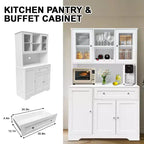 67.9 Mueble de despensa alto para cocina, armario de almacenamiento independiente con cajón, mueble de cocina con soporte para microondas, mueble de bar de café