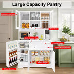67.9 Mueble de despensa alto para cocina, armario de almacenamiento independiente con cajón, mueble de cocina con soporte para microondas, mueble de bar de café
