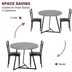 Juego de comedor redondo de 3 piezas para 2 personas, juego de mesa de cocina con 2 sillas tapizadas, estructura de metal y tablero con vetas de madera, muebles de comedor para cocina