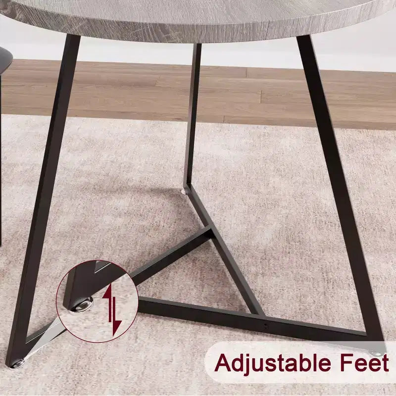 Juego de comedor redondo de 3 piezas para 2 personas, juego de mesa de cocina con 2 sillas tapizadas, estructura de metal y tablero con vetas de madera, muebles de comedor para cocina