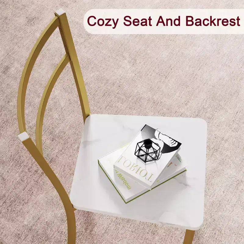 Juego de comedor redondo de 3 piezas para 2 personas, juego de mesa de cocina con 2 sillas tapizadas, estructura de metal y tablero con vetas de madera, muebles de comedor para cocina