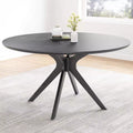 PexFix 47.2 Solid Wood Round Dining Kitchen Table for 4-6 People Modern Farmhouse Dining Room Tables for Dinette Restaurant Black