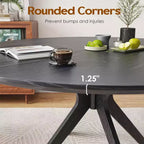 PexFix 47.2 Mesa de comedor redonda de madera maciza para 4-6 personas, mesas de comedor modernas de estilo rústico para cocina, comedor, restaurante, negro