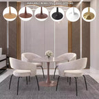 Mesa de comedor redonda LeisureMod Bristol de 27 pulgadas con cubierta de piedra sinterizada y base de pedestal de acero color cerezo para cocina y comedor modernos