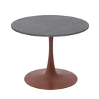 LeisureMod Bristol 27 Round Dining Table with Sintered Stone Top and Cherry Steel Pedestal Base for Modern Kitchen and Dining Room