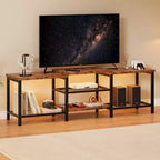 Mueble para TV TROPOW con luces LED para TV de 55/65/75 pulgadas, centro de entretenimiento grande de 170 cm con tomas de corriente, consola multimedia para sala de estar